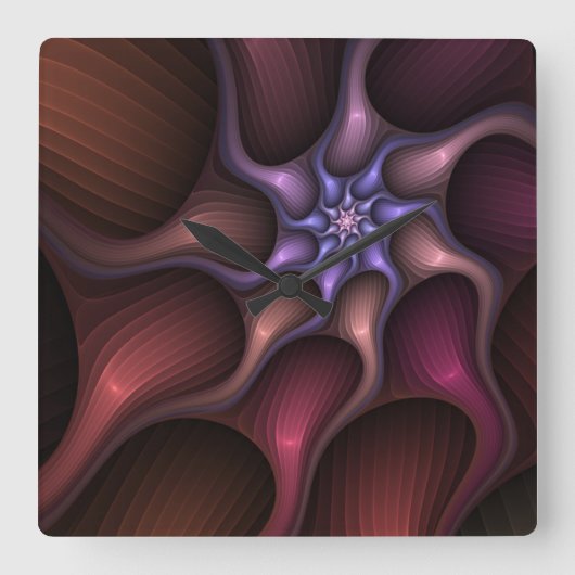 Magische Groei Moderne Abstracte kleurrijke Fracta Vierkante Klok (Voorkant)