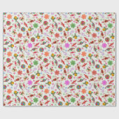 Magische Groene Kitsch Waterverf Ditsy Christmas Cadeaupapier (Vlak)