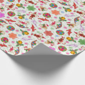 Magische Groene Kitsch Waterverf Ditsy Christmas Cadeaupapier (Hoek)