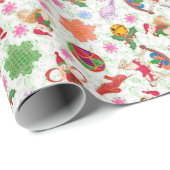 Magische Groene Kitsch Waterverf Ditsy Christmas Cadeaupapier (Rol Hoek)