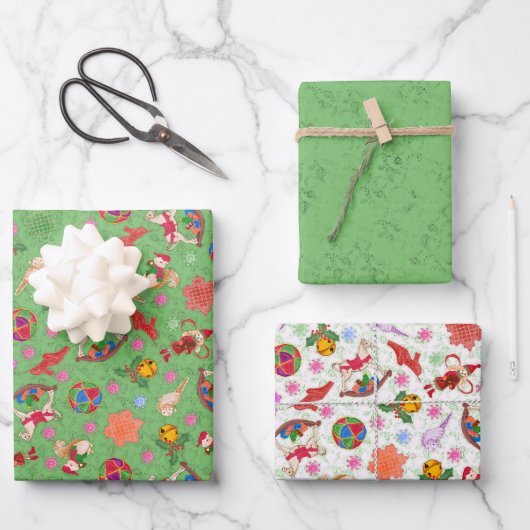 Magische groene romantische kitsch kerstversiering inpakpapier vel (Voorkant)