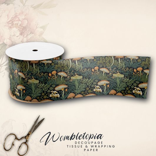 Magische Groene Rustieke Bos Paddestoel Satijnen Lint