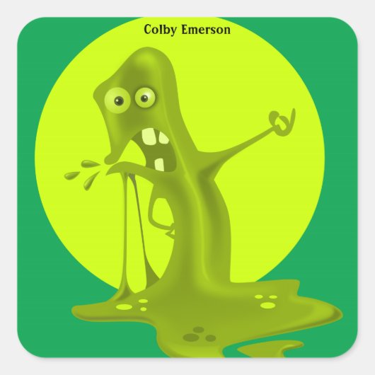Magische groene slijm - Fun Slimy Science Monster Vierkante Sticker (Voorkant)