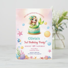 Magische Groene Zeemeermin 3e Verjaardag Party Mei Kaart