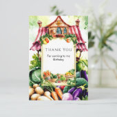 Magische groenten Boeren Markt Verjaardag Bedankkaart (Staand voorkant)