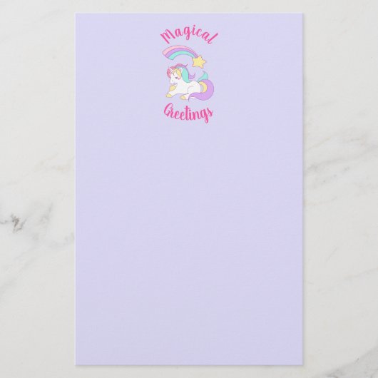 Magische groetings Unicorn & Shooting Star Briefpapier (Voorkant)