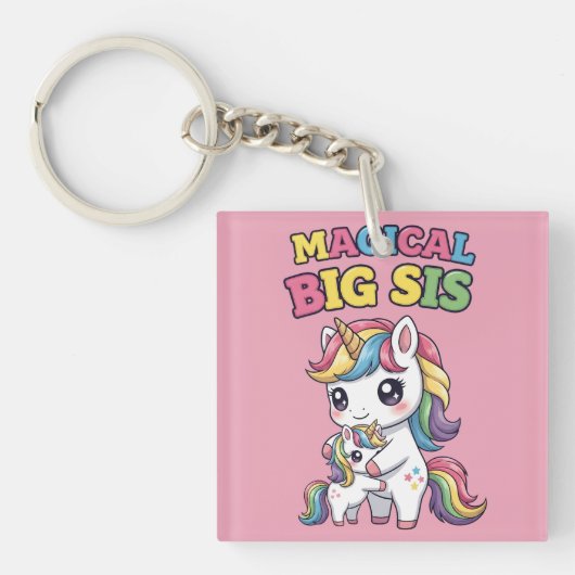 Magische grote zus eenhoorn sleutelhanger (Voorkant)