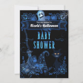 Magische Halloween Baby shower Cat Blue Glow Light Kaart (Voorkant)