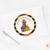 Magische Halloween Heks en Pompoenen Vakantie Ronde Sticker (Envelop)