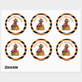 Magische Halloween Heks en Pompoenen Vakantie Ronde Sticker (Vel)