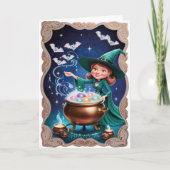 Magische Halloween-heks met ketel Kaart (Voorkant)