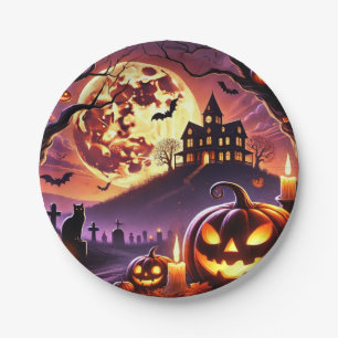 Magische Halloween Night Scene🎃🎃🎃🎃 Papieren Bordje