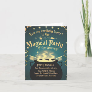 Magische Halloween Party Invitation Cauldron Desig