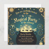 Magische Halloween Party Invitation Cauldron Desig Kaart (Voorkant / Achterkant)