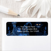 Magische halloween party zwarte kat blauwe gloed l etiket (Insitu)