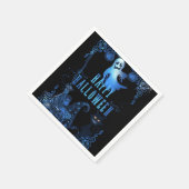 Magische halloween party zwarte kat blauwe gloed servetten (Hoek)