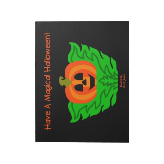 Magische Halloween pompoen Notitieblok (Linkerzijde)