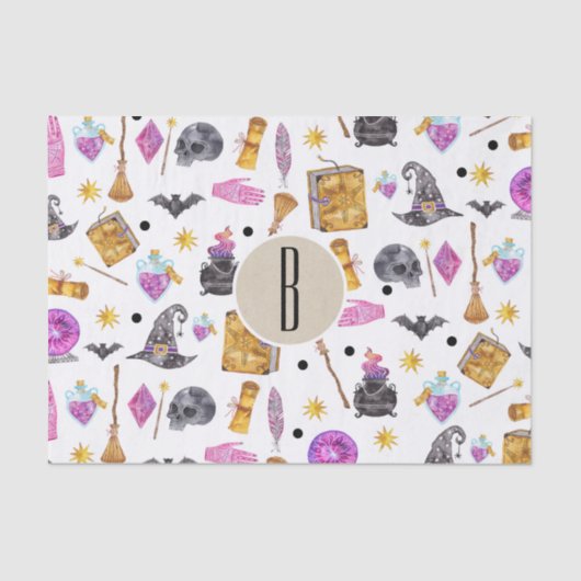 Magische Halloween Waterverf Whimsical Fortune Tissuepapier (Voorkant)