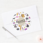 Magische Halloween Waterverf Whimsical Kraft Party Ronde Sticker (Envelop)
