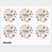 Magische Halloween Waterverf Whimsical Kraft Party Ronde Sticker (Vel)