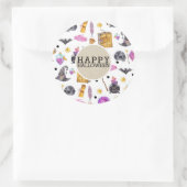 Magische Halloween Waterverf Whimsical Kraft Party Ronde Sticker (Tas)
