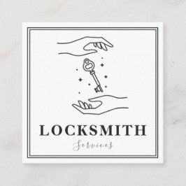 Magische handen & Key Locksmith Services Elegant Vierkante Visitekaartje
