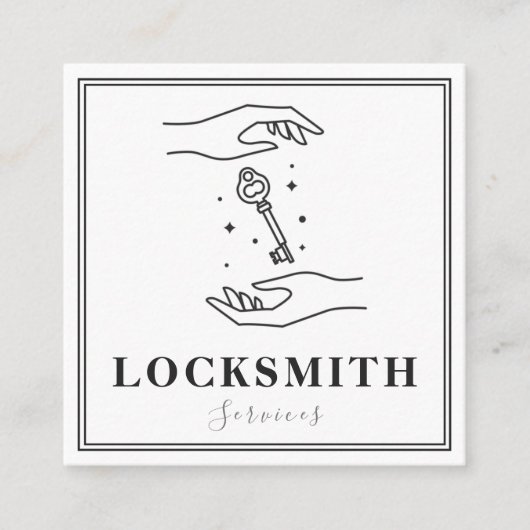 Magische handen & Key Locksmith Services Elegant Vierkante Visitekaartje (Voorkant)