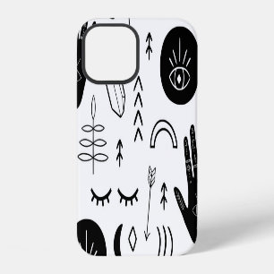 Magische handen, maan, etnisch patroon. iPhone 12 hoesje
