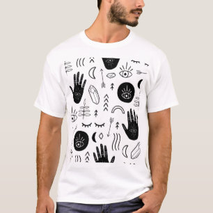 Magische handen, maan, etnisch patroon. t-shirt
