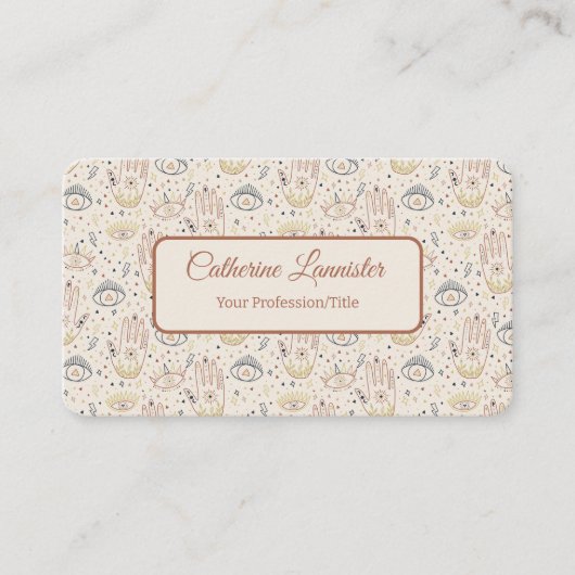 Magische handen met ogen in pastel QR-code Visitekaartje (Voorkant)