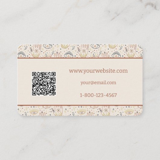 Magische handen met ogen in pastel QR-code Visitekaartje (Achterkant)