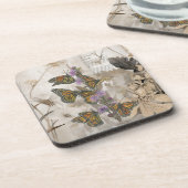 Magische handgeschilderde monarchvlinders bier onderzetter (Linkerzijde)