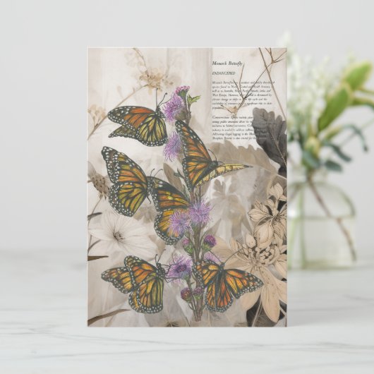 Magische handgeschilderde monarchvlinders feestdagenkaart (Staand voorkant)