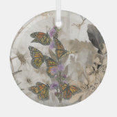 Magische handgeschilderde monarchvlinders glas ornament (Voorkant)