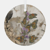 Magische handgeschilderde monarchvlinders glas ornament (Achterkant)