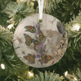 Magische handgeschilderde monarchvlinders glas ornament