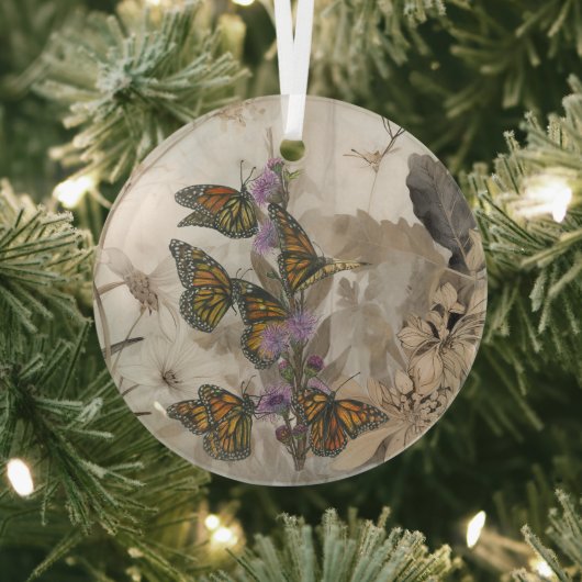 Magische handgeschilderde monarchvlinders glas ornament (Insitu)