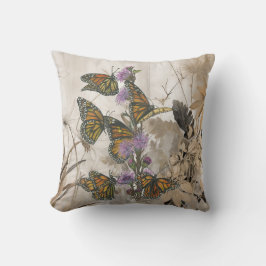 Magische handgeschilderde monarchvlinders kussen