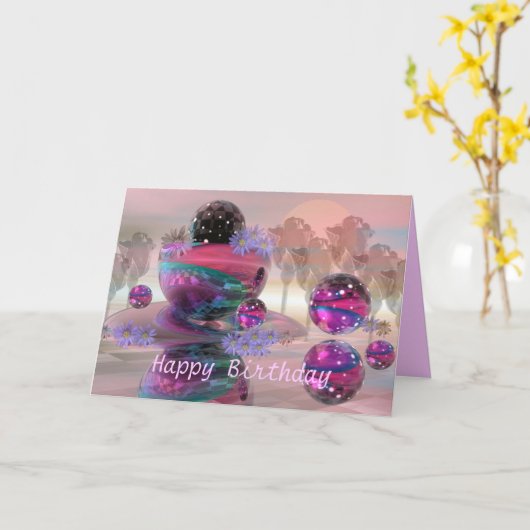 Magische Happy Birthday kaart (Gele Bloem)