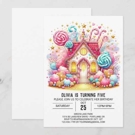 Magische Happy Candyland digitale verjaardag Kaart (Voorkant / Achterkant)