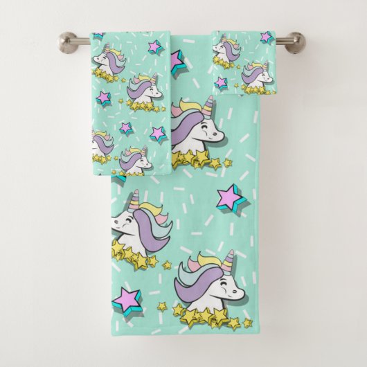 Magische Happy Unicorn en sterren Bad Handdoek (Insitu)