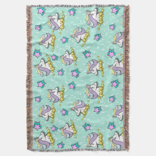 Magische Happy Unicorn en sterren Deken (Voorkant Verticaal)