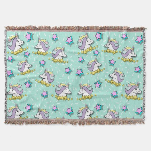 Magische Happy Unicorn en sterren Deken (Voorkant)
