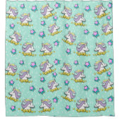 Magische Happy Unicorn en sterren Douchegordijn (Voorkant)
