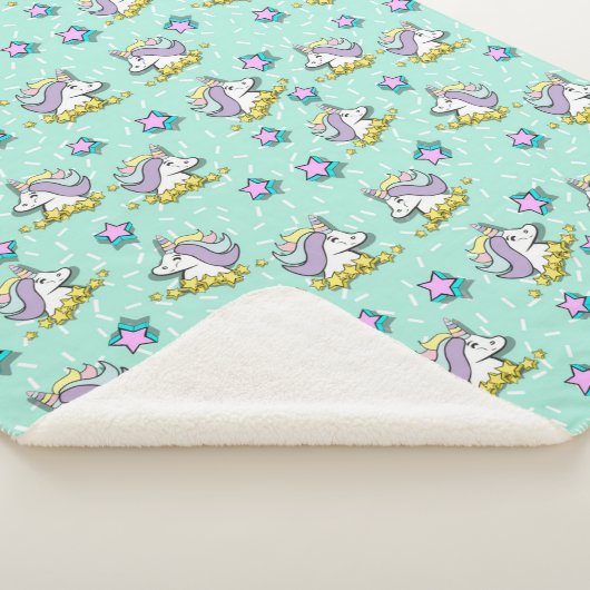 Magische Happy Unicorn en sterren Sherpa Deken (3/4)