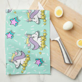 Magische Happy Unicorn en sterren Theedoek (Quarter Fold)