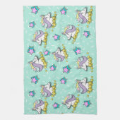 Magische Happy Unicorn en sterren Theedoek (Verticaal)