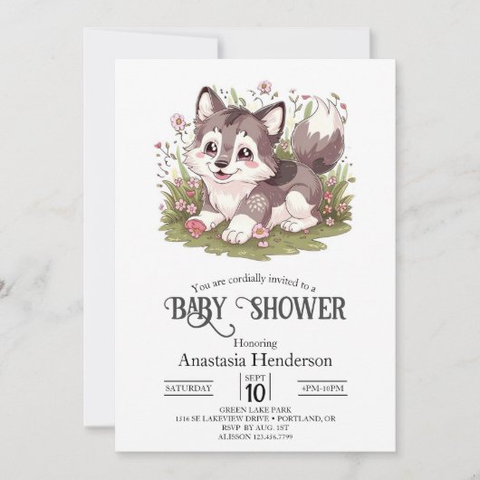 Magische Happy Wolf Baby shower Kaart (Voorkant)