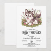 Magische Happy Wolf Baby shower Kaart (Voorkant / Achterkant)