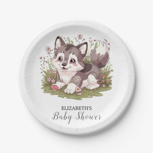 Magische Happy Wolf Baby shower Papieren Bordje (Voorkant)